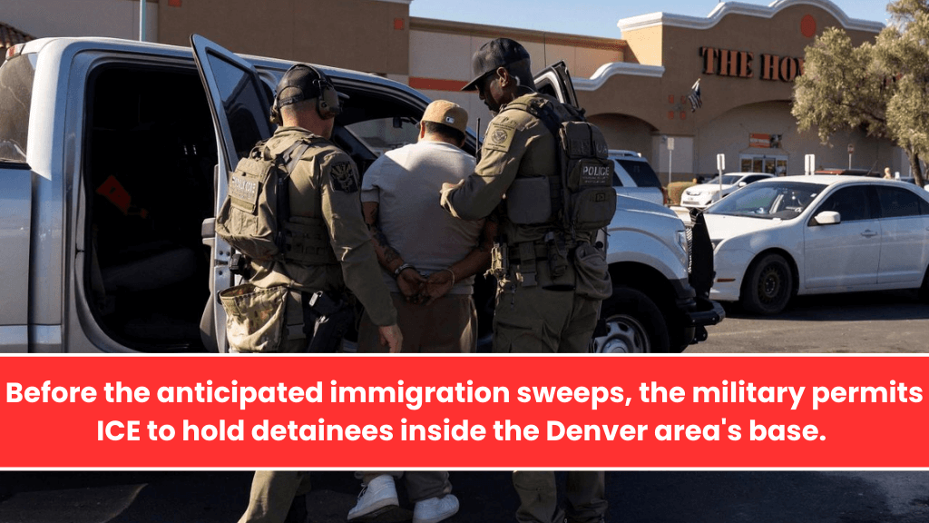 Before the anticipated immigration sweeps, the military permits ICE to hold detainees inside the Denver area's base.